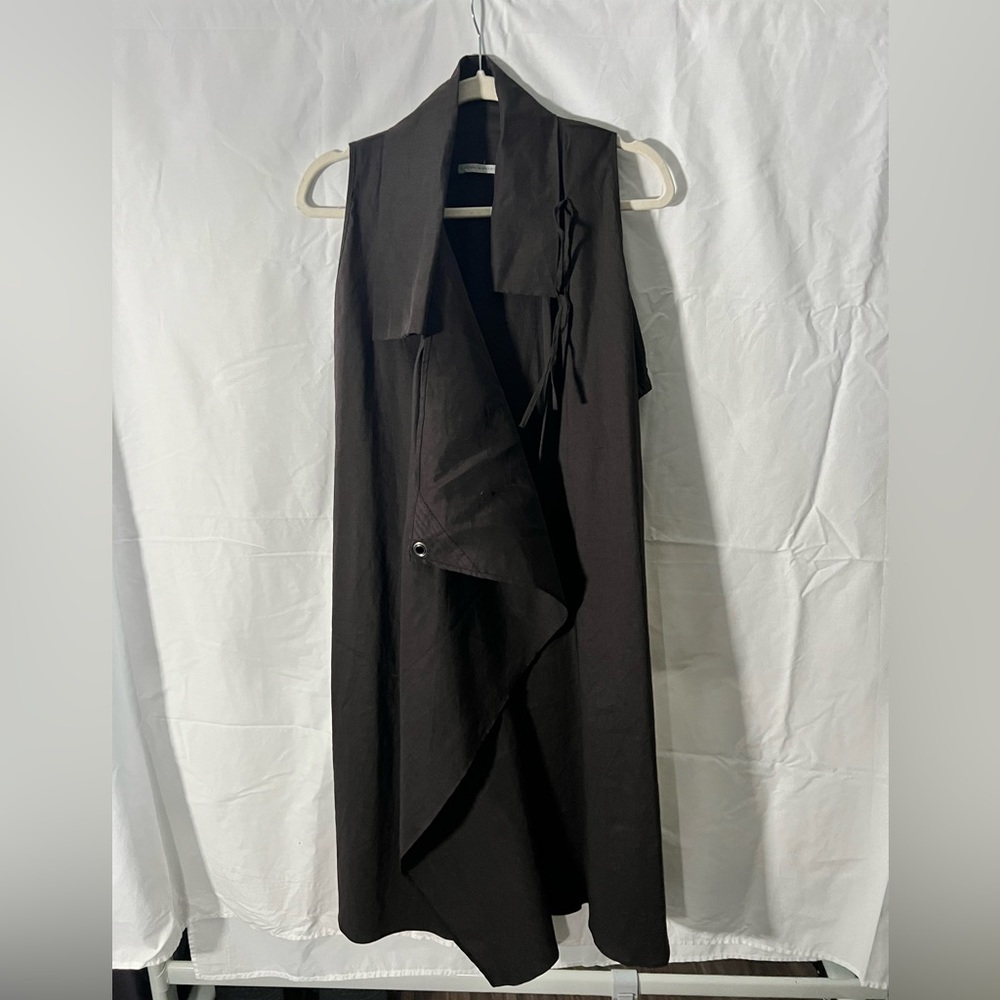 Sarah Pacini dark burgundy/chocolate color longline vest